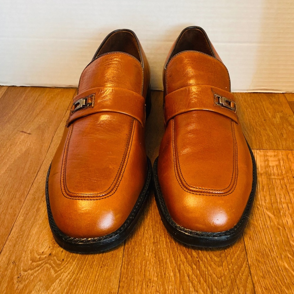 Vintage Deadstock 70's Hy-Test Mens  British Tan Leather Loafers, 9.5 D.